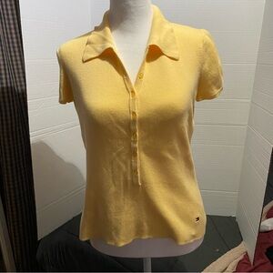 Tommy Hilfiger Yellow Button-Down polo Shirt ribbed S